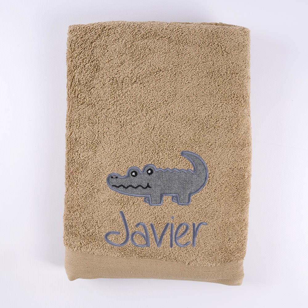 Toallas Personalizadas con Nombre Bordado Cocodrilo Gris Nanetes