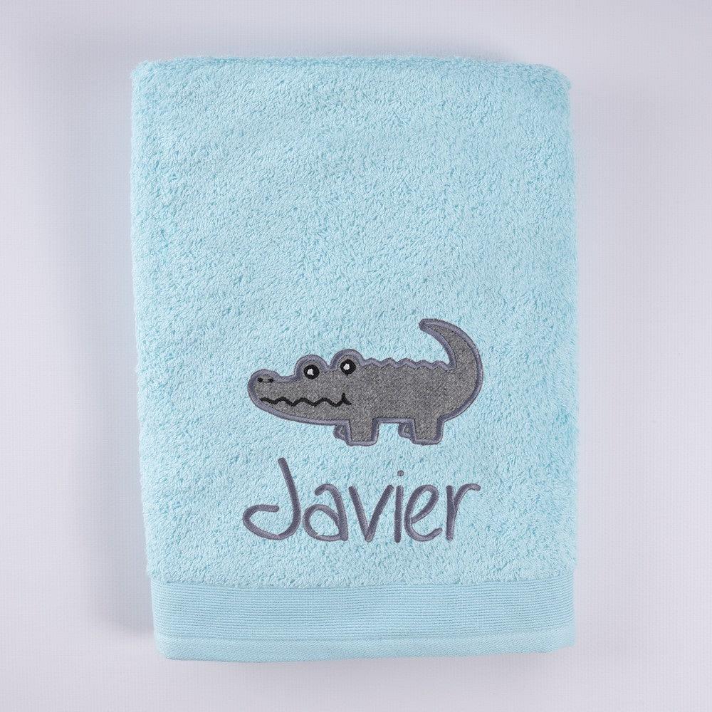 Toallas Personalizadas con Nombre Bordado Cocodrilo Gris Nanetes - Nanetes #