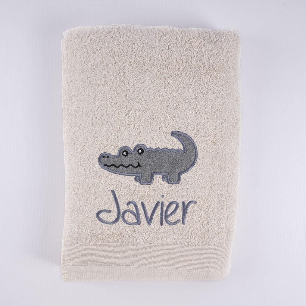 Toallas Personalizadas con Nombre Bordado Cocodrilo Gris Nanetes