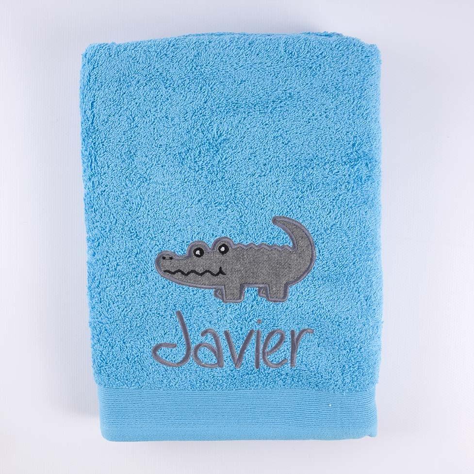 Toallas Personalizadas con Nombre Bordado Cocodrilo Gris Nanetes