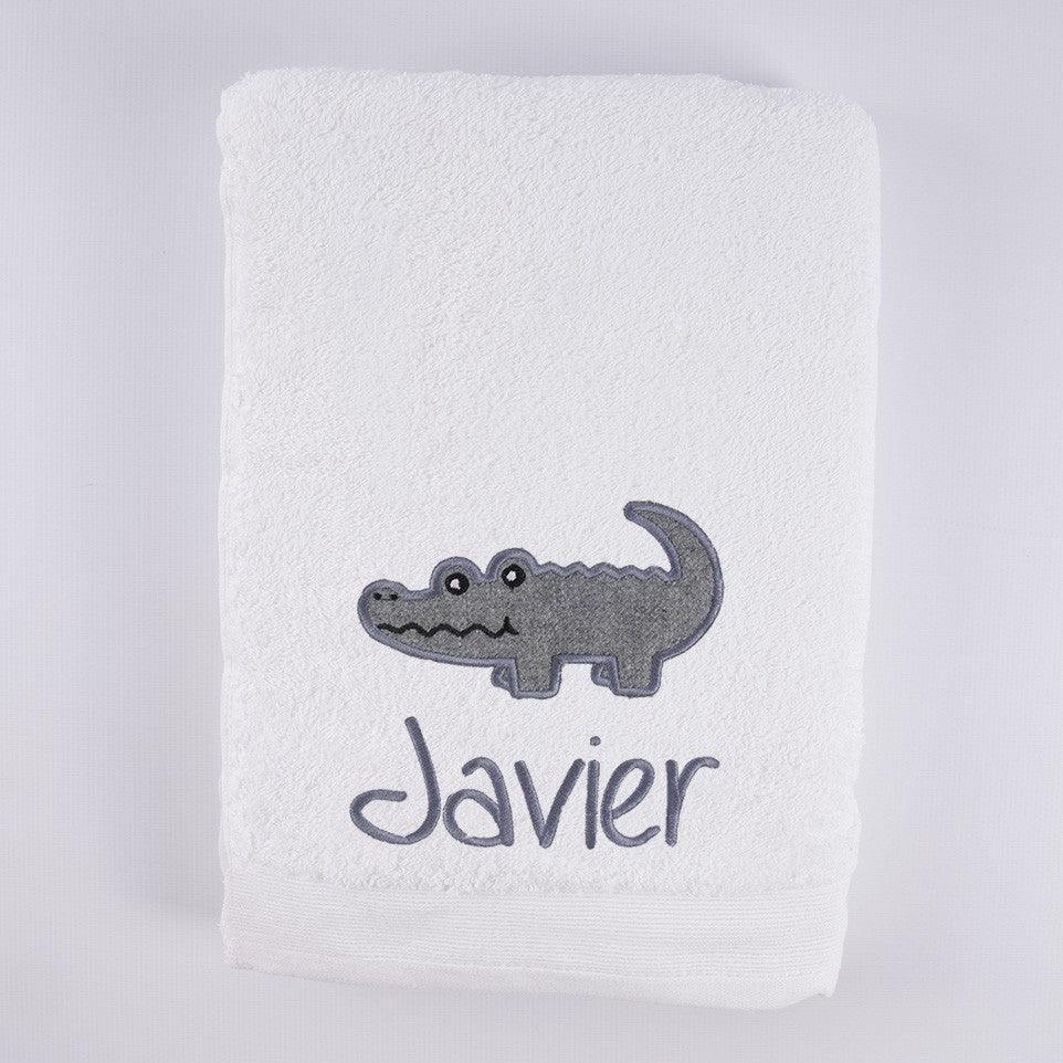 Toallas Personalizadas con Nombre Bordado Cocodrilo Gris Nanetes
