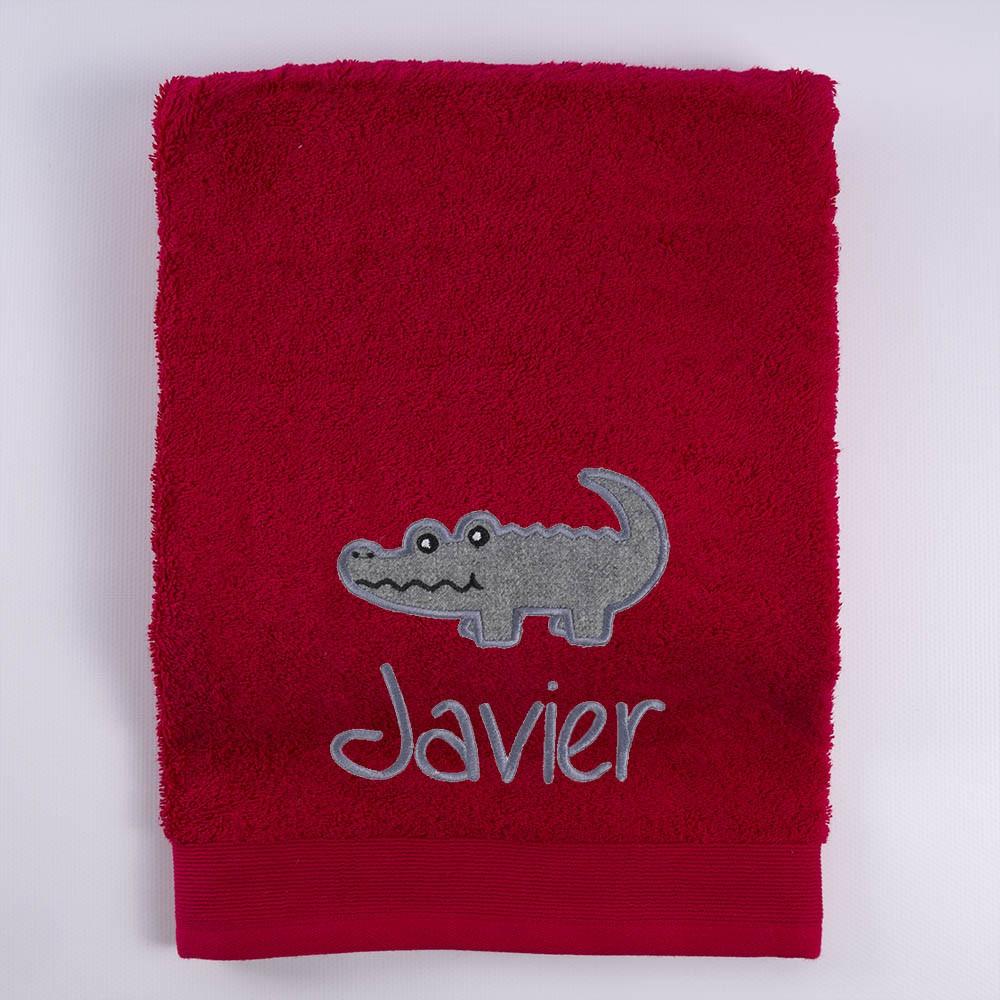 Toallas Personalizadas con Nombre Bordado Cocodrilo Gris Nanetes