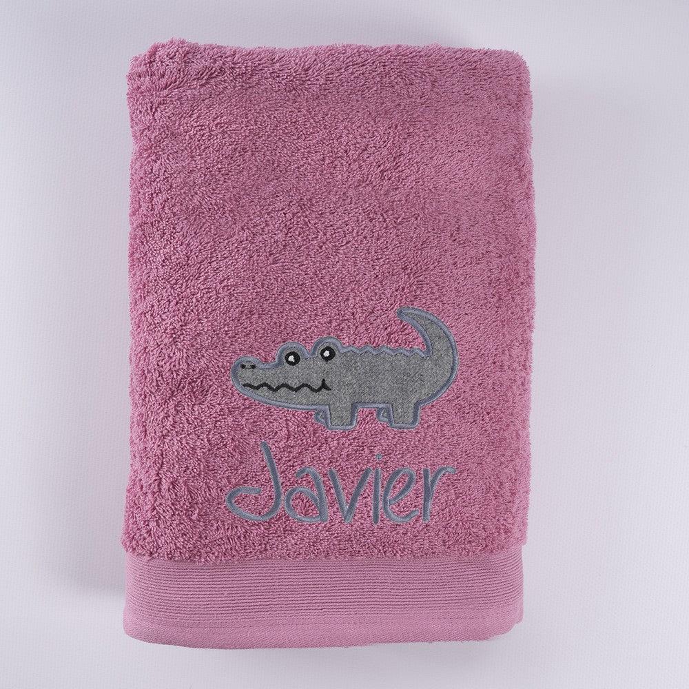 Toallas Personalizadas con Nombre Bordado Cocodrilo Gris Nanetes