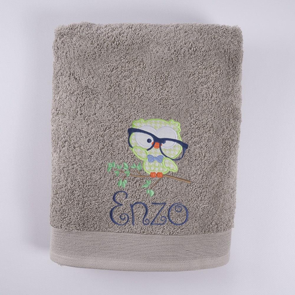 Toalla Personalizada Bordada Buho Nanetes