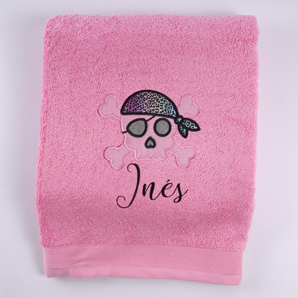 Toalla Personalizada Niña Calavera Rosa Nanetes - Nanetes #