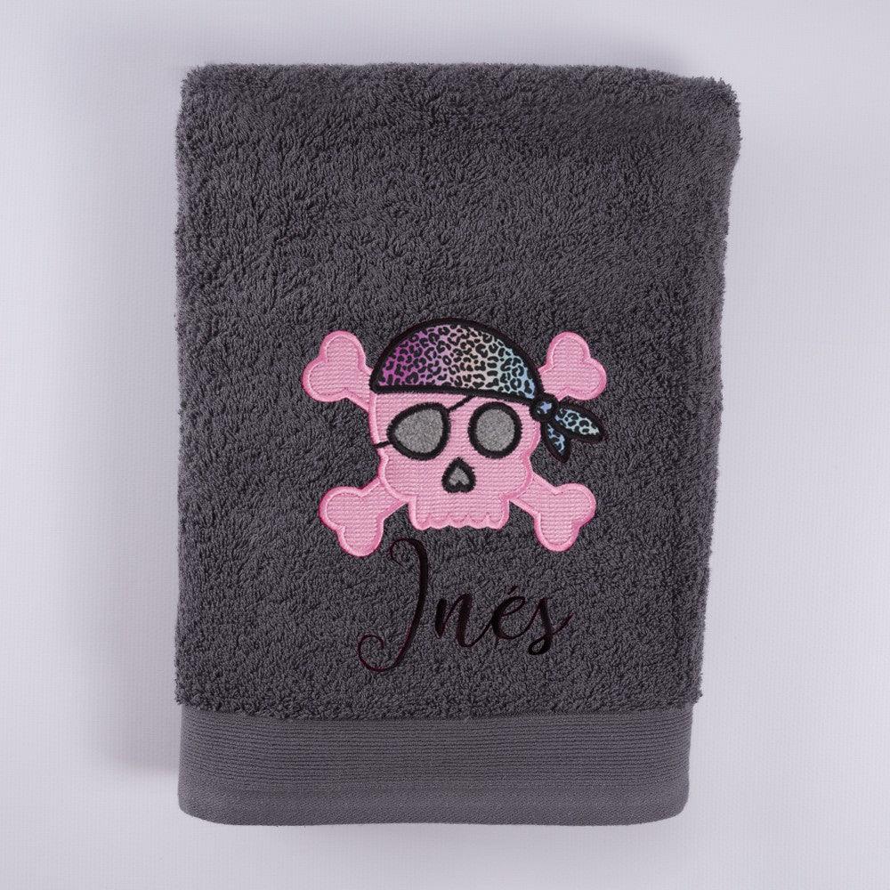 Toalla Personalizada Niña Calavera Rosa Nanetes - Nanetes #