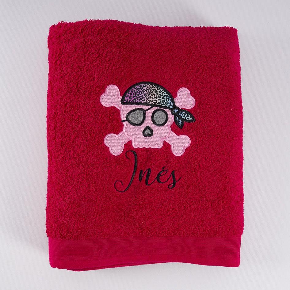 Toalla Personalizada Niña Calavera Rosa Nanetes