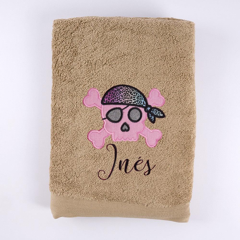 Toalla Personalizada Niña Calavera Rosa Nanetes