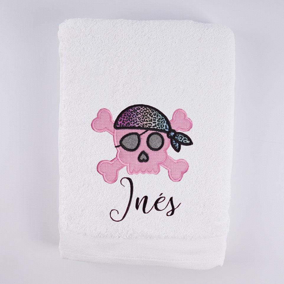 Toalla Personalizada Niña Calavera Rosa Nanetes - Nanetes #