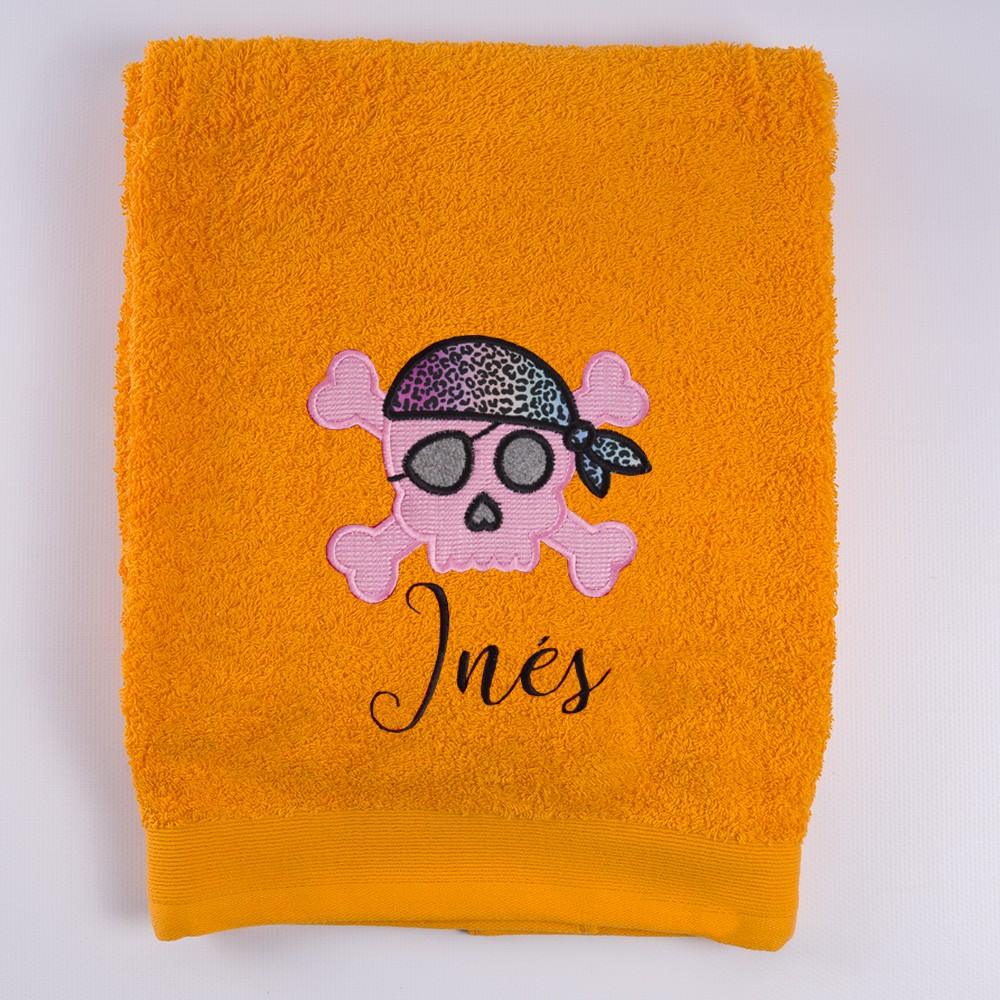 Toalla Personalizada Niña Calavera Rosa Nanetes