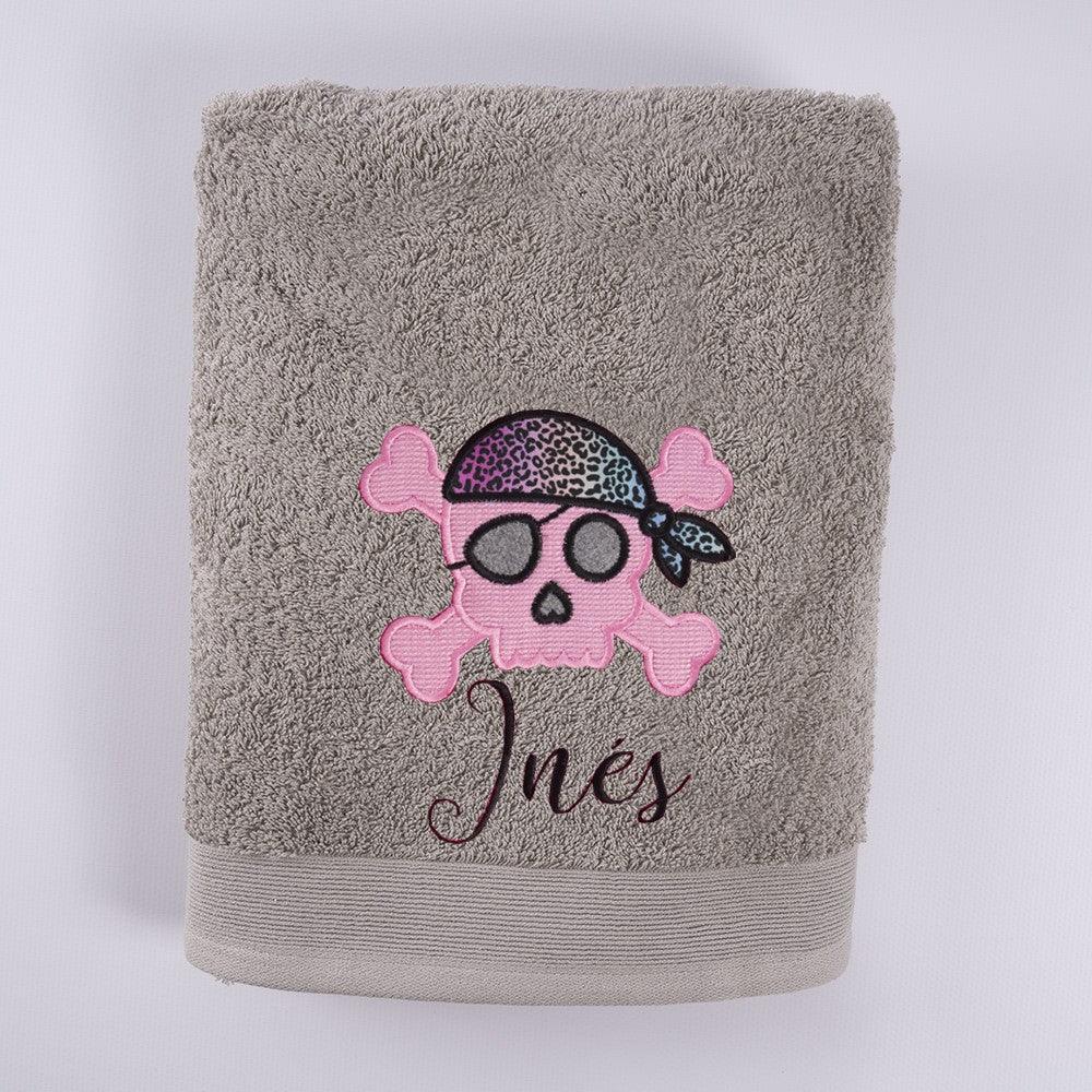 Toalla Personalizada Niña Calavera Rosa Nanetes - Nanetes #