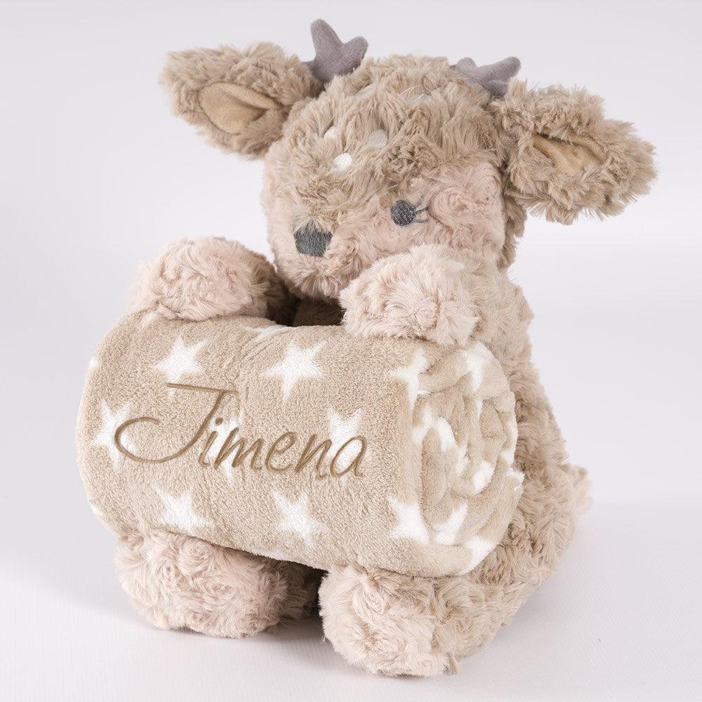 Manta Bebé Personalizada con Peluche Cervatillo Bebé Nanetes - Nanetes #