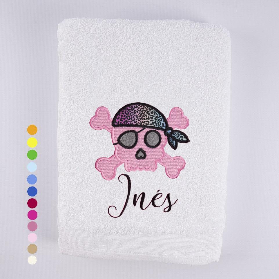 Toalla Personalizada Niña Calavera Rosa Nanetes - Nanetes #