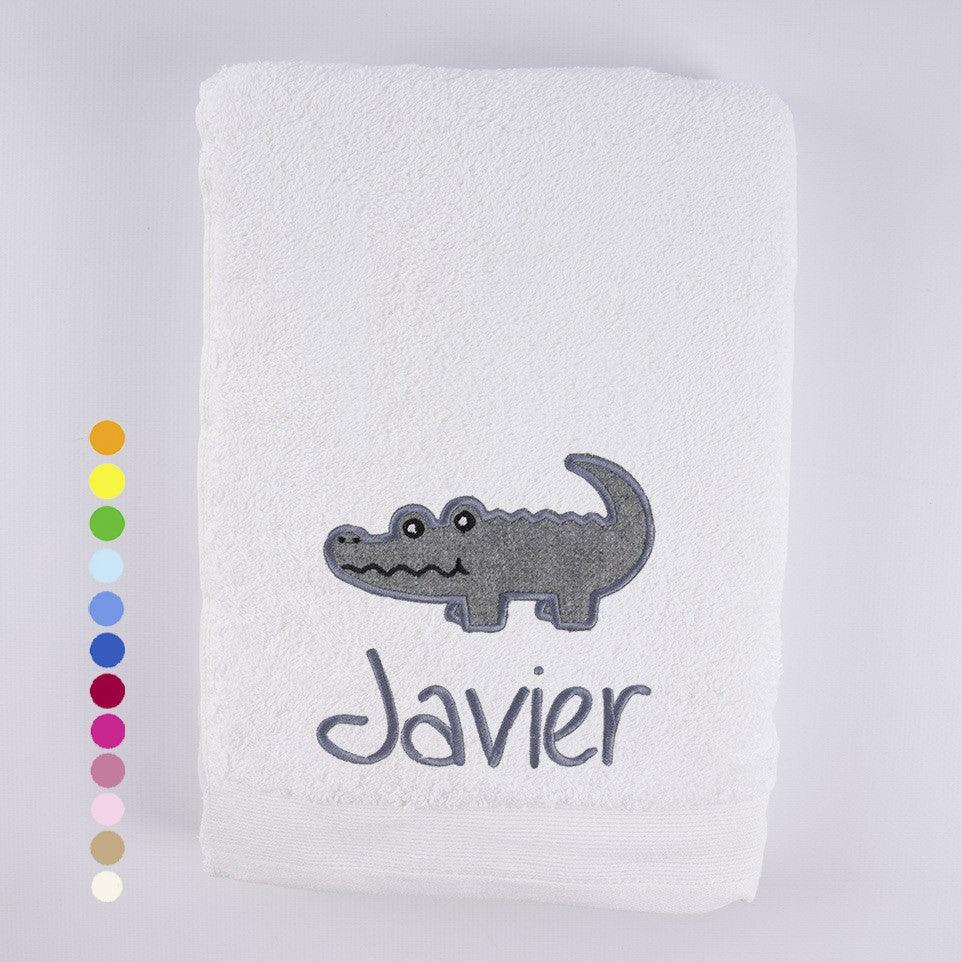 Toallas Personalizadas con Nombre Bordado Cocodrilo Gris Nanetes - Nanetes #