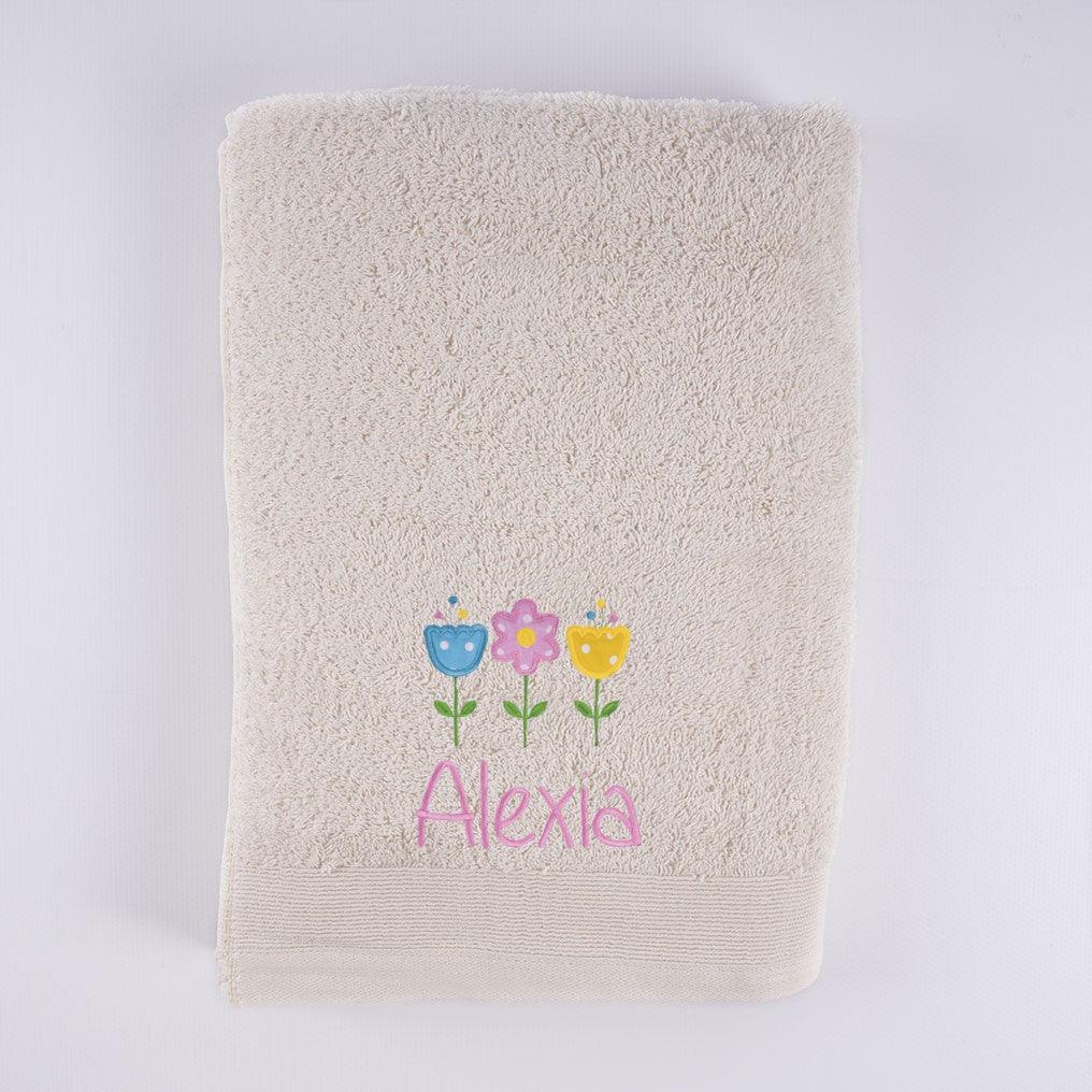 Toallas Personalizadas Bordado 3 Flores Tela Nanetes - Nanetes #