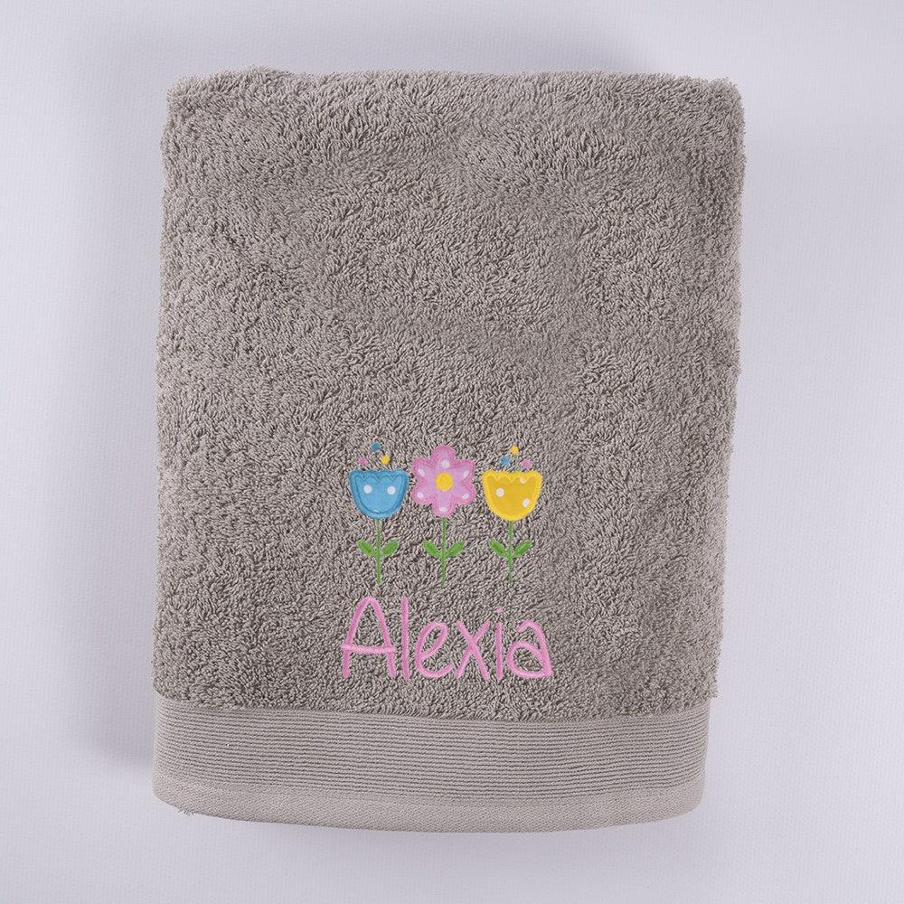 Toallas Personalizadas Bordado 3 Flores Tela Nanetes - Nanetes #