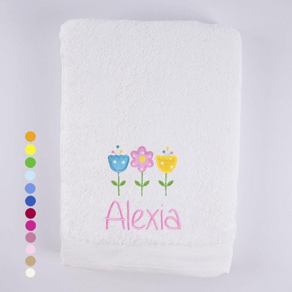 Toallas Personalizadas Bordado 3 Flores Tela Nanetes - Nanetes #