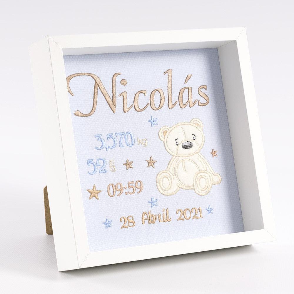 Cuadro Nacimiento Bebé Personalizado Nanetes Oso Sentado - Nanetes