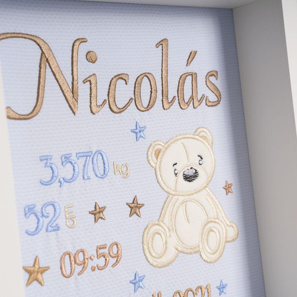 Cuadro Nacimiento Bebé Personalizado Nanetes Oso Sentado - Nanetes