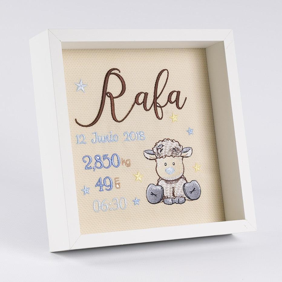 Cuadro Nacimiento Bebé Personalizado Nanetes Cordero Old Toy - Nanetes