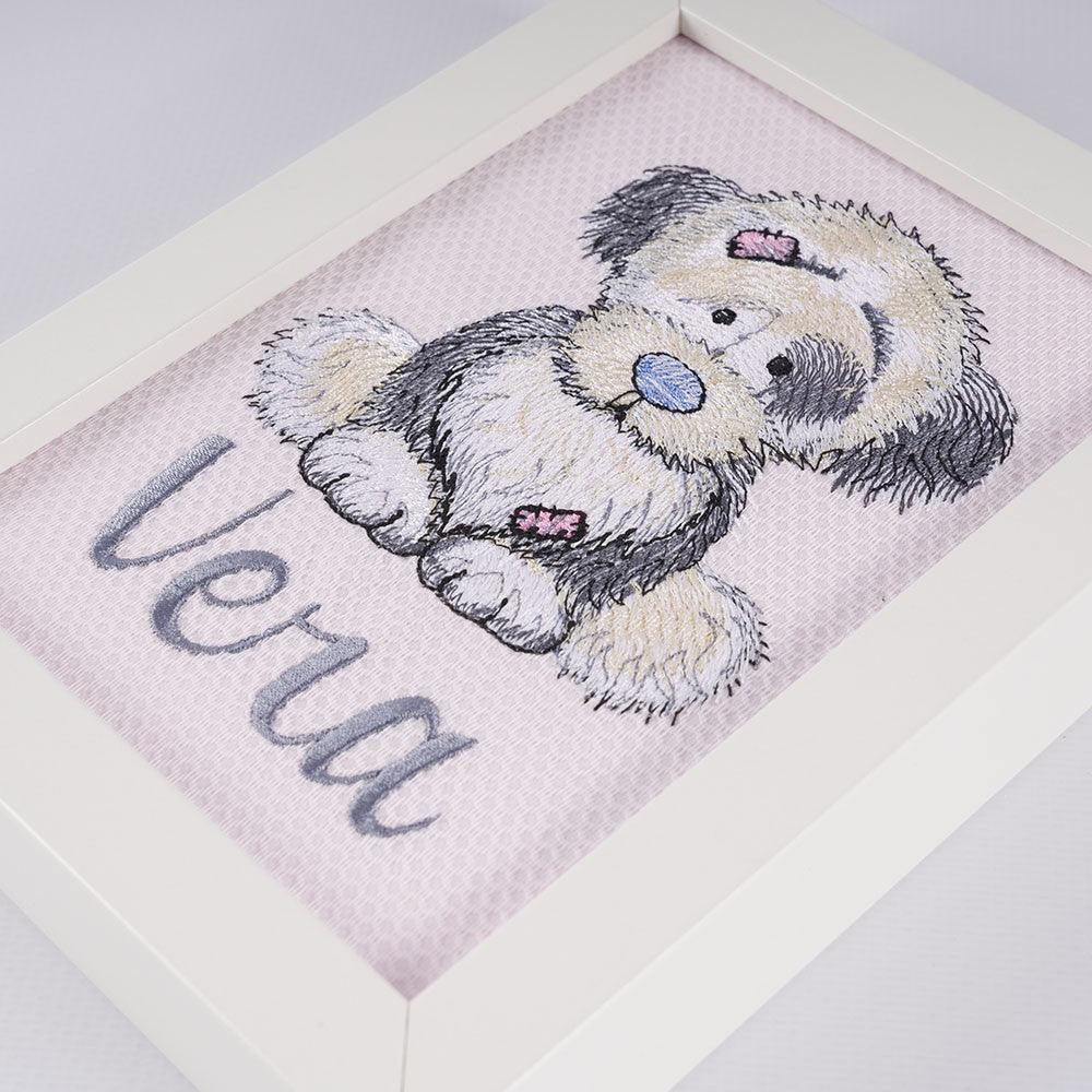 Cuadro Infantil Personalizado Bordado Perrito Old Toy Nanetes - Nanetes #