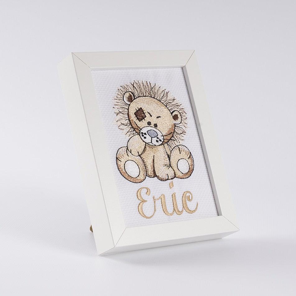 Cuadro Infantil Personalizado Bordado Leon Old Toy Nanetes - Nanetes #