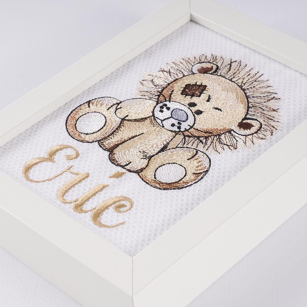 Cuadro Infantil Personalizado Bordado Leon Old Toy Nanetes - Nanetes #