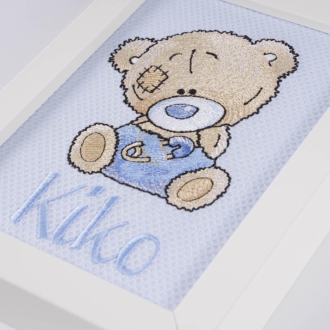 Cuadro Infantil Personalizado Bordado Osito Old Toy Nanetes - Nanetes #