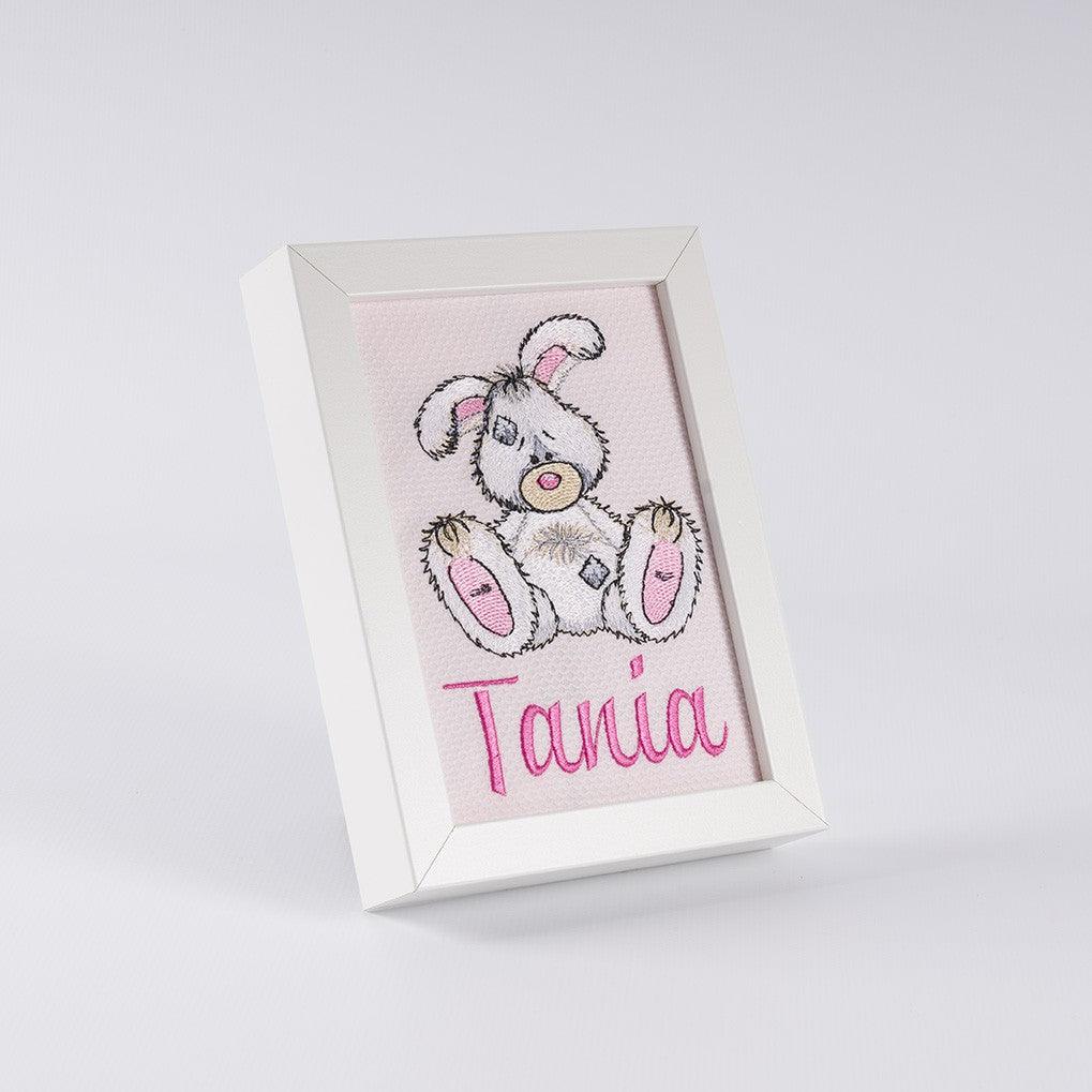 Cuadro Infantil Personalizado Bordado Conejito Old Toy Nanetes - Nanetes #