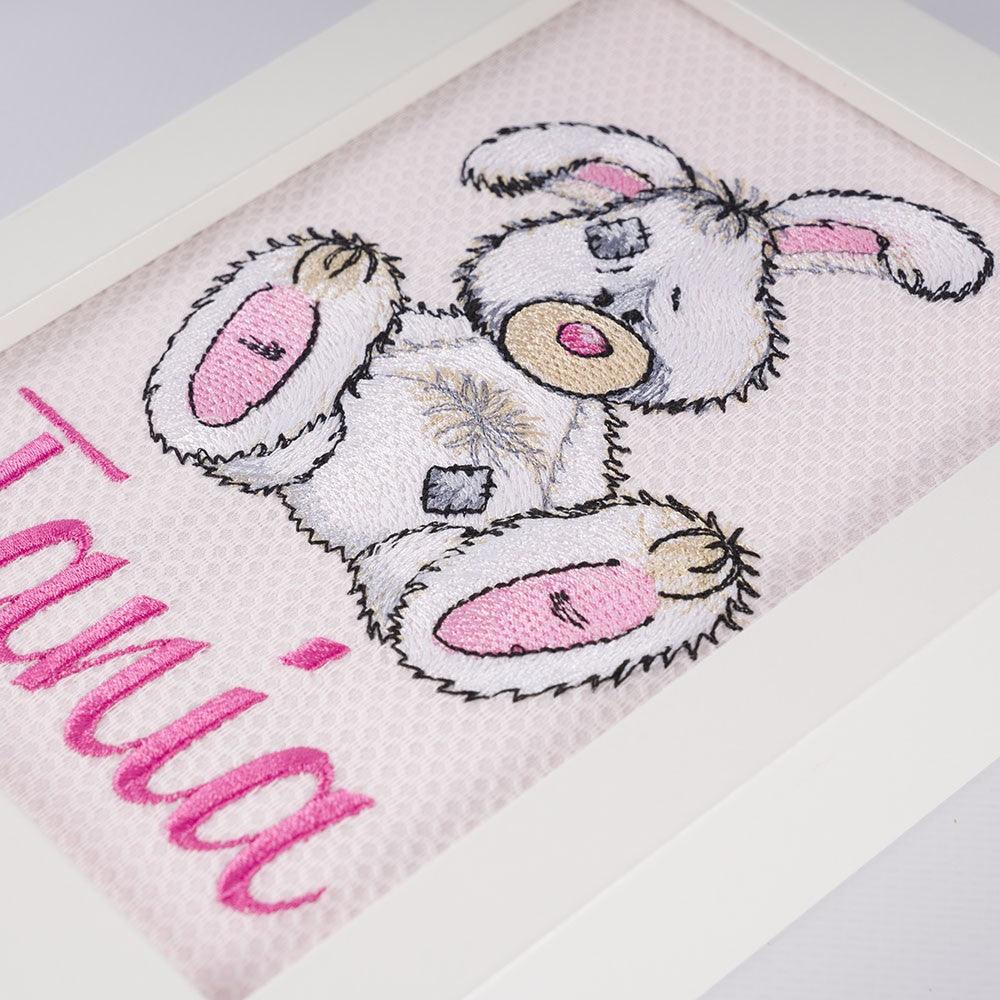 Cuadro Infantil Personalizado Bordado Conejito Old Toy Nanetes - Nanetes #