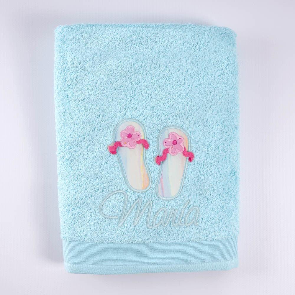 Toalla Personalizada Bordada Niña Sandalias Nanetes