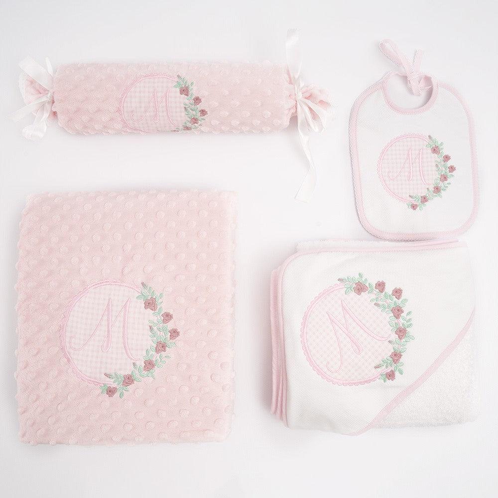 Cesta Regalo Bebé Personalizada Modelo Inicial Flores - Nanetes #