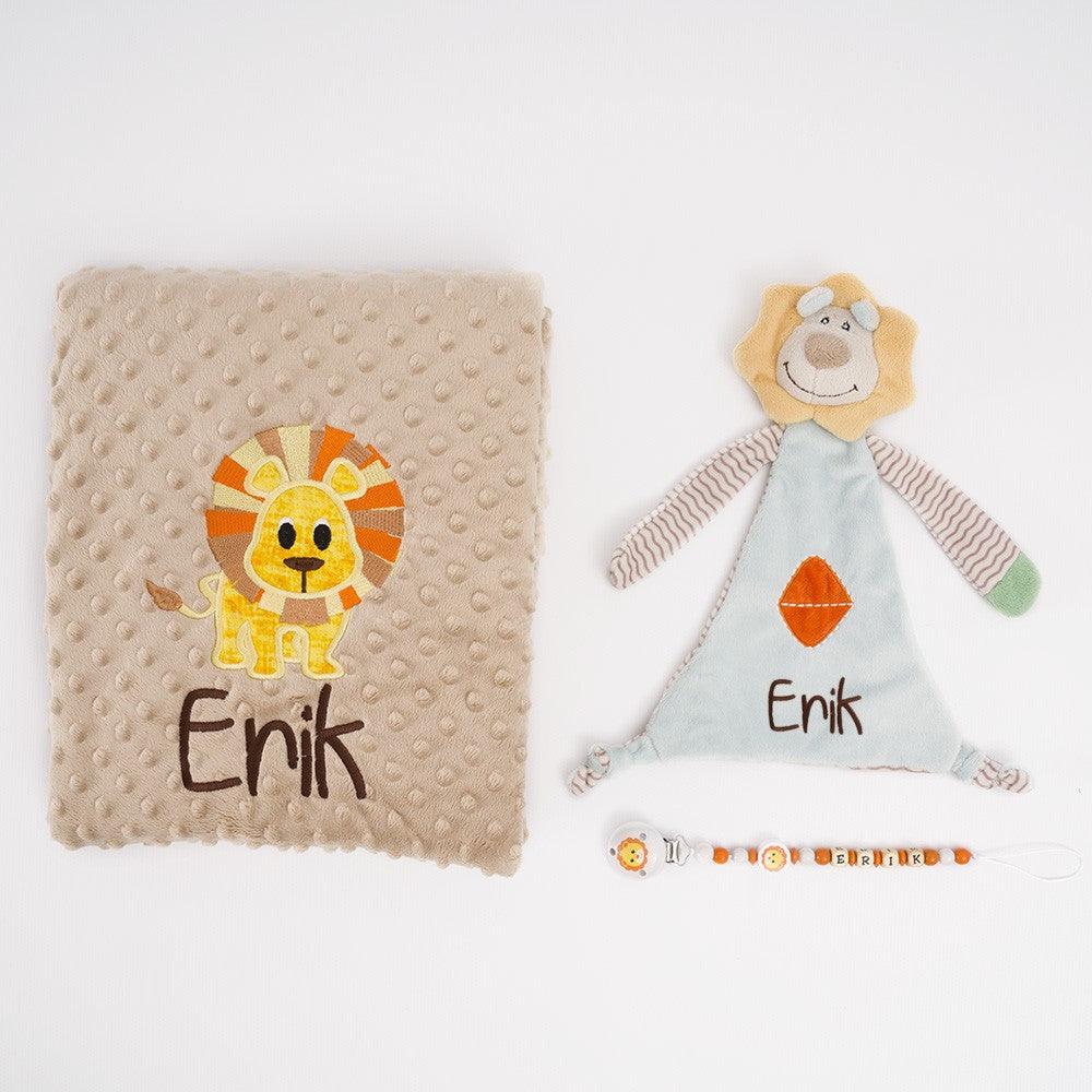 Cesta Regalo Bebe Recien Nacido Personalizada Leon Bordado Nanetes - Nanetes #