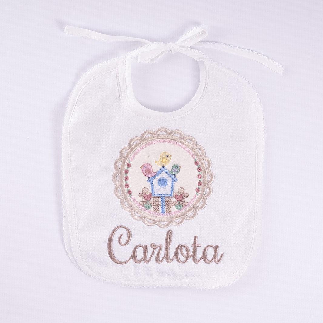 Babero Personalizado Bebé Nanetes Casita Pájaros - Nanetes