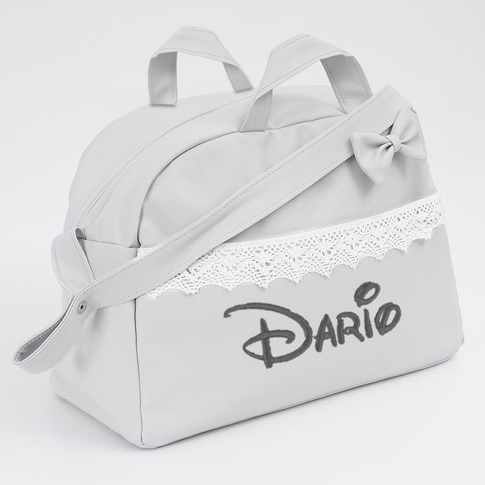 Bolso Maternidad Personalizado Penélope Gris Nanetes - Nanetes #