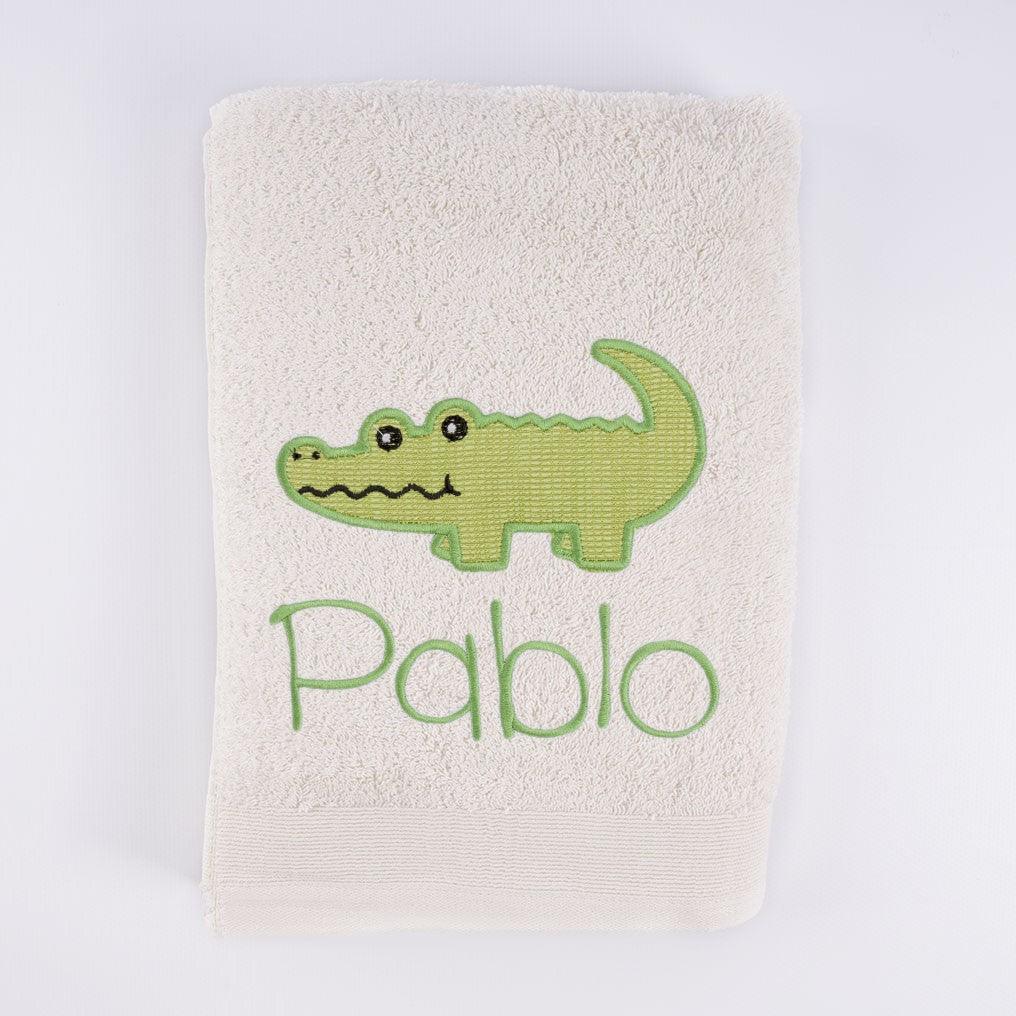 Toallas Personalizadas Nombre Bordado Cocodrilo Verde Nanetes - Nanetes #