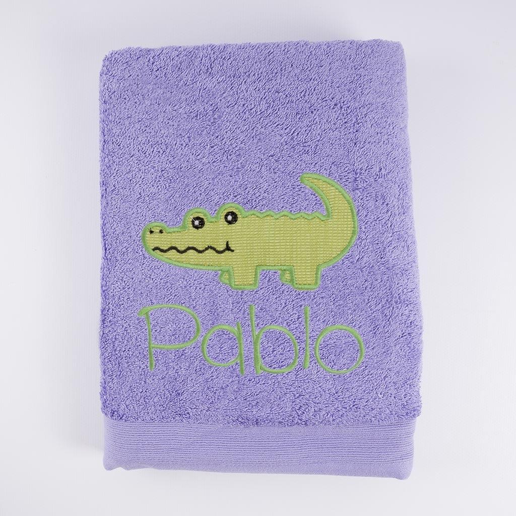 Toallas Personalizadas Nombre Bordado Cocodrilo Verde Nanetes