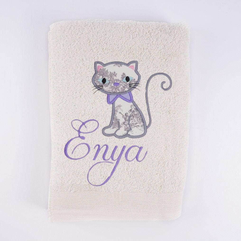 Toallas Personalizadas Infantiles Bordada Gato Nanetes