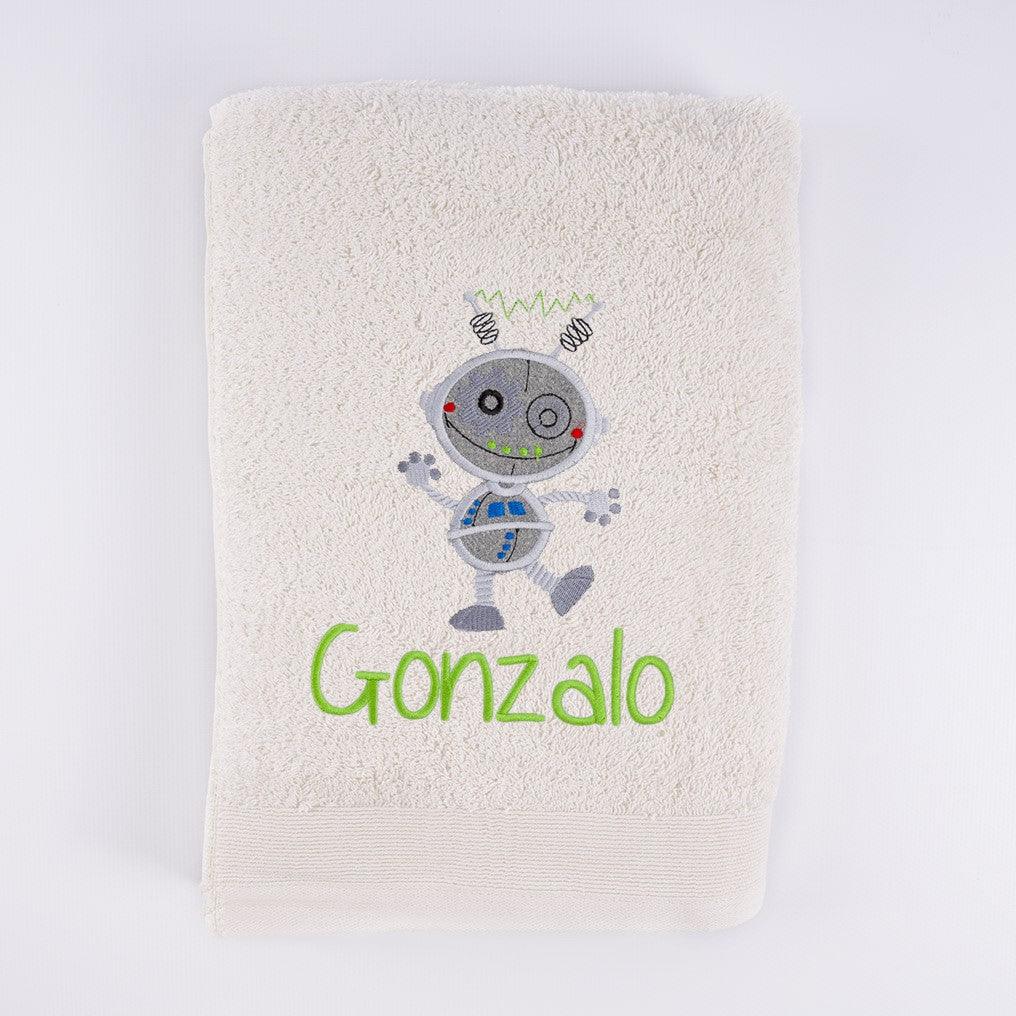 Toallas Personalizadas Infantiles Bordado Robot Nanetes - Nanetes #
