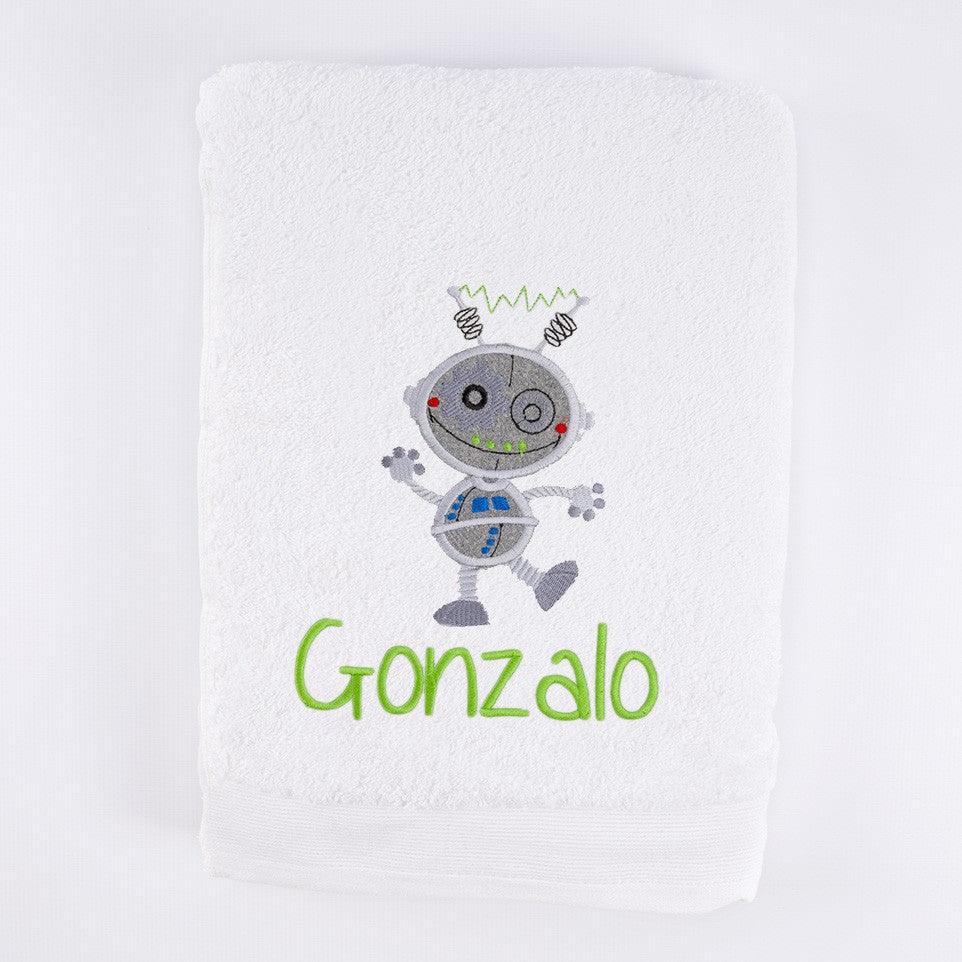 Toallas Personalizadas Infantiles Bordado Robot Nanetes - Nanetes #