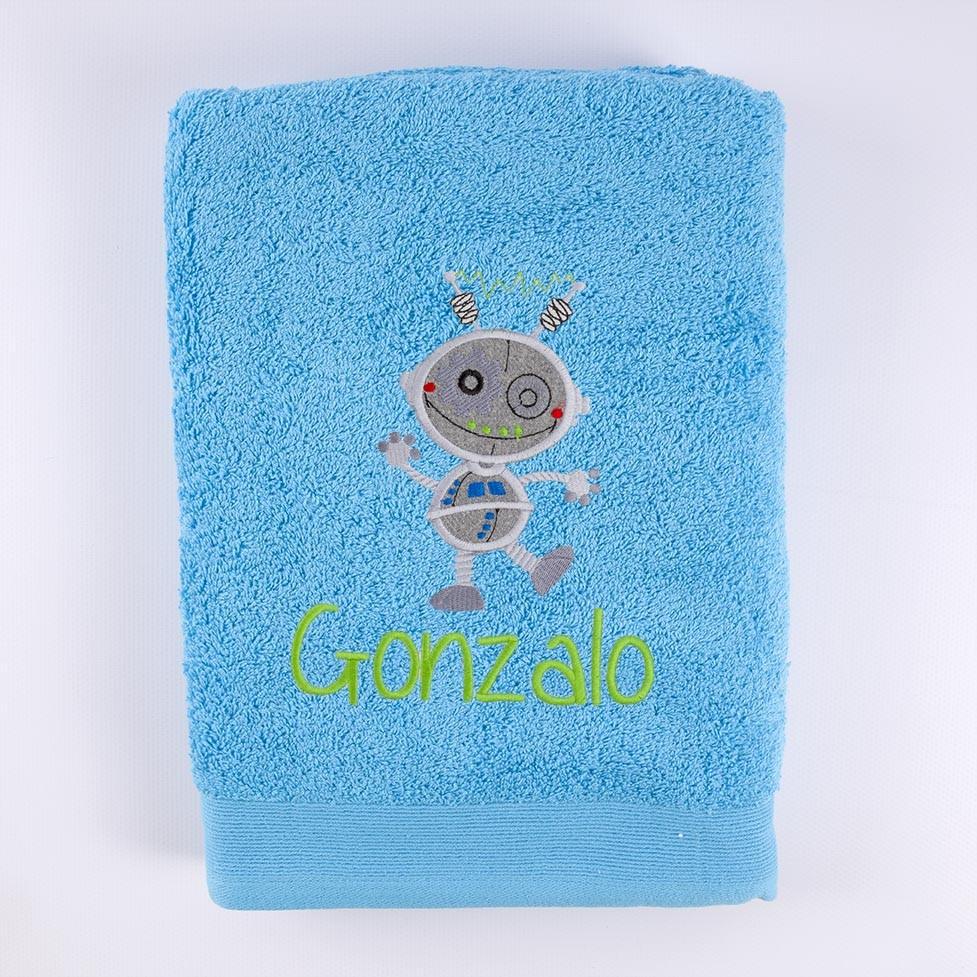Toallas Personalizadas Infantiles Bordado Robot Nanetes