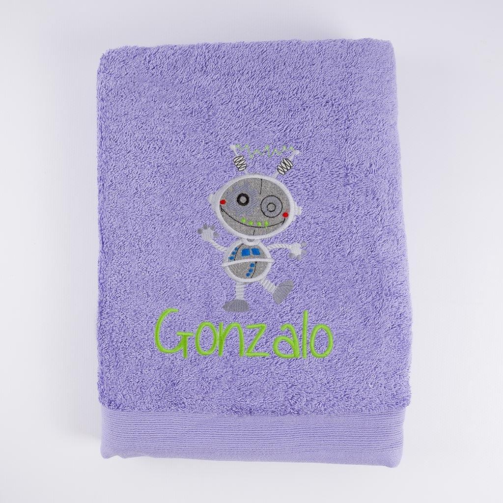 Toallas Personalizadas Infantiles Bordado Robot Nanetes