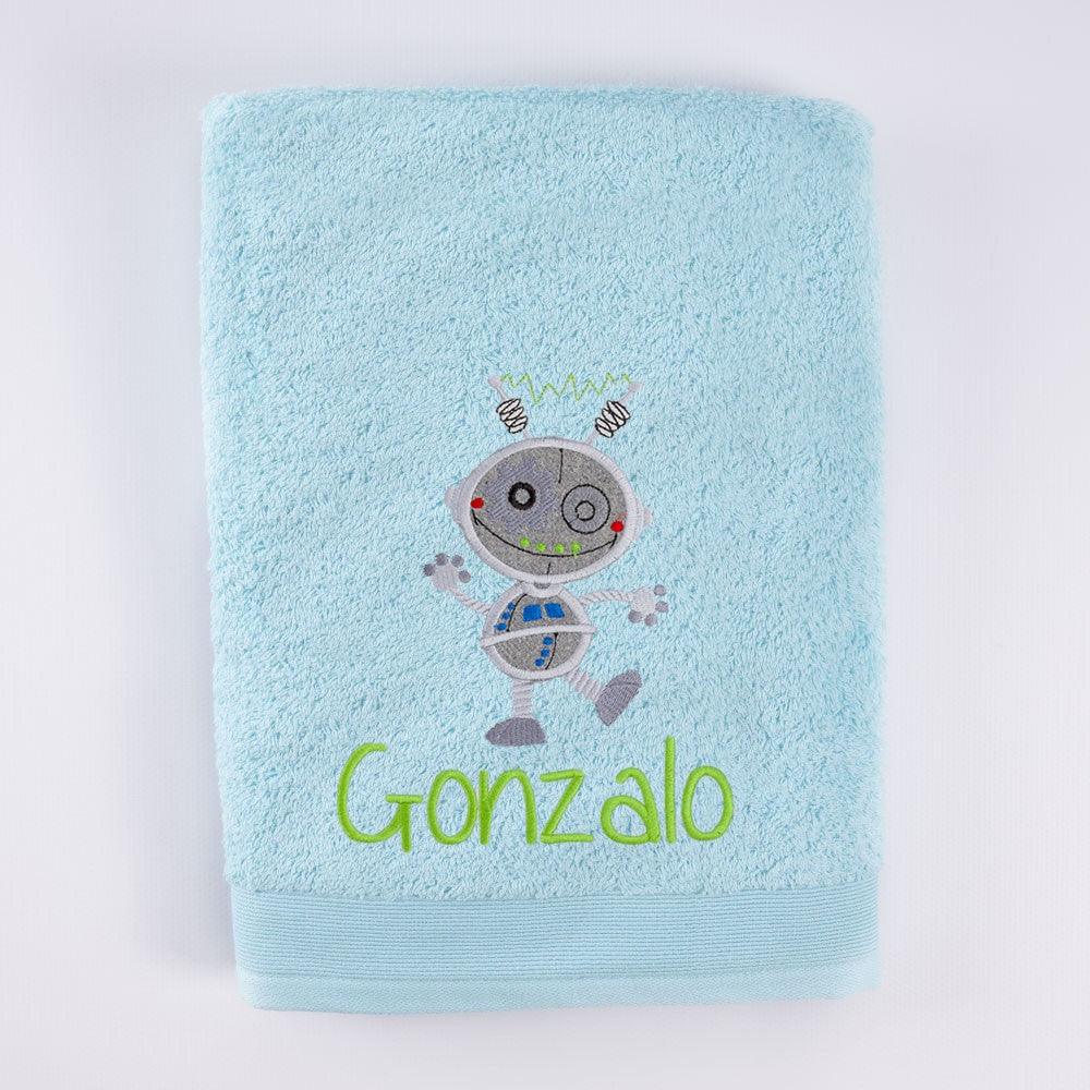 Toallas Personalizadas Infantiles Bordado Robot Nanetes