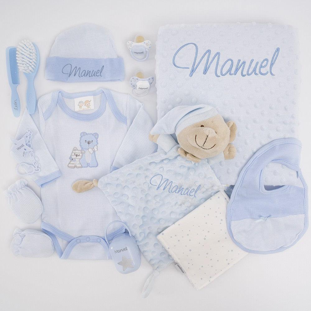 Cesta Regalo Bebé Personalizada Primera Puesta Perritos Completa - Nanetes #