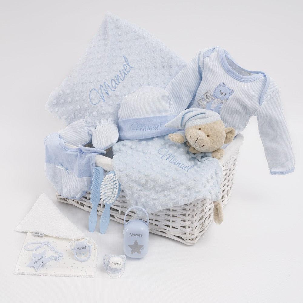 Cesta Regalo Bebé Personalizada Primera Puesta Perritos Completa - Nanetes #