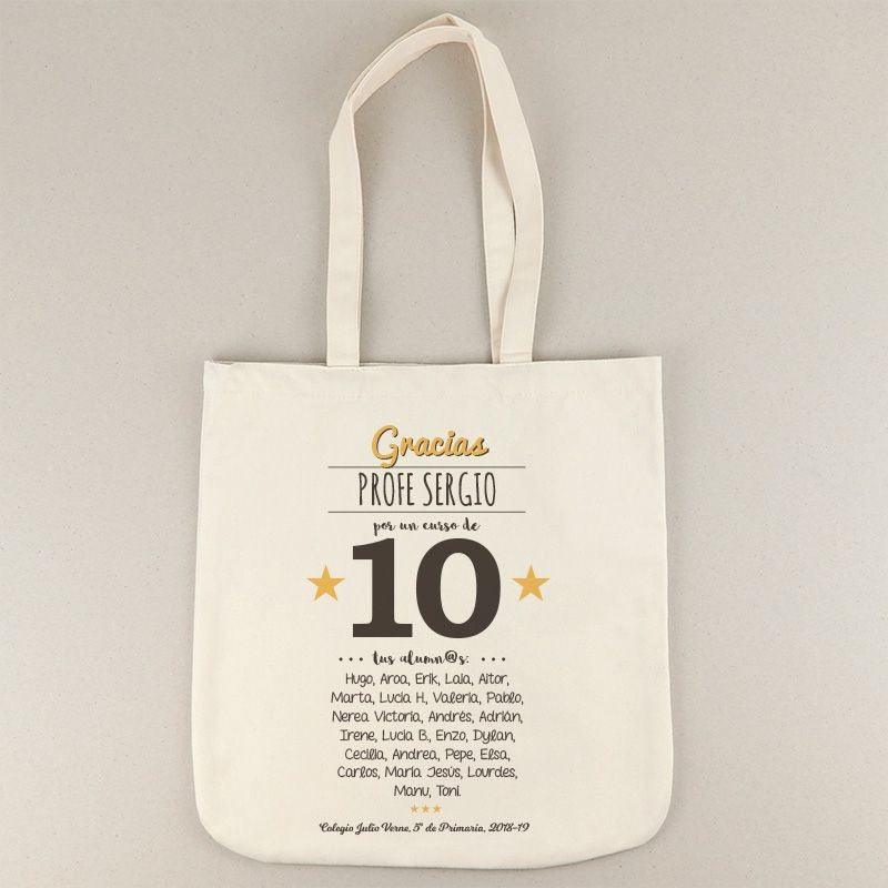 Bolso Tela Personalizado Algodón Orgánico Gracias Curso de 10 Mi Pipo - Nanetes #