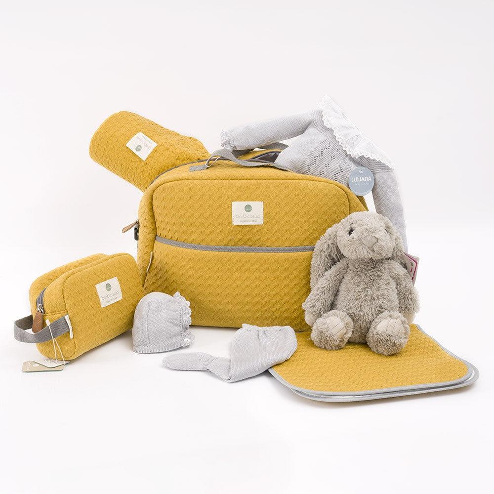 Lote Regalo Maternidad Premium Completo Primera Puesta Crochet Mostaza Nanetes - Nanetes #