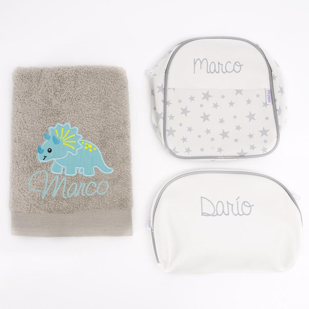 Cesta Regalo Infantil Toalla Personalizada Triceratops Nanetes - Nanetes #