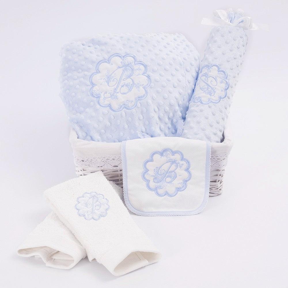 Cesta Regalo Bebé Personalizada Modelo Inicial Toile Galleta - Nanetes #