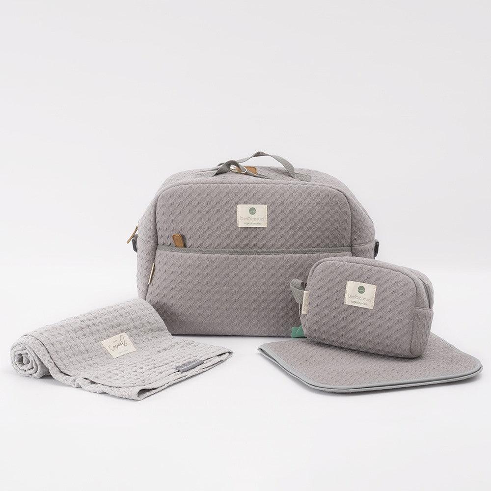 Lote Bolso Maternidad Completo 4 Piezas Crochet Gris Bimbi Casual - Nanetes #